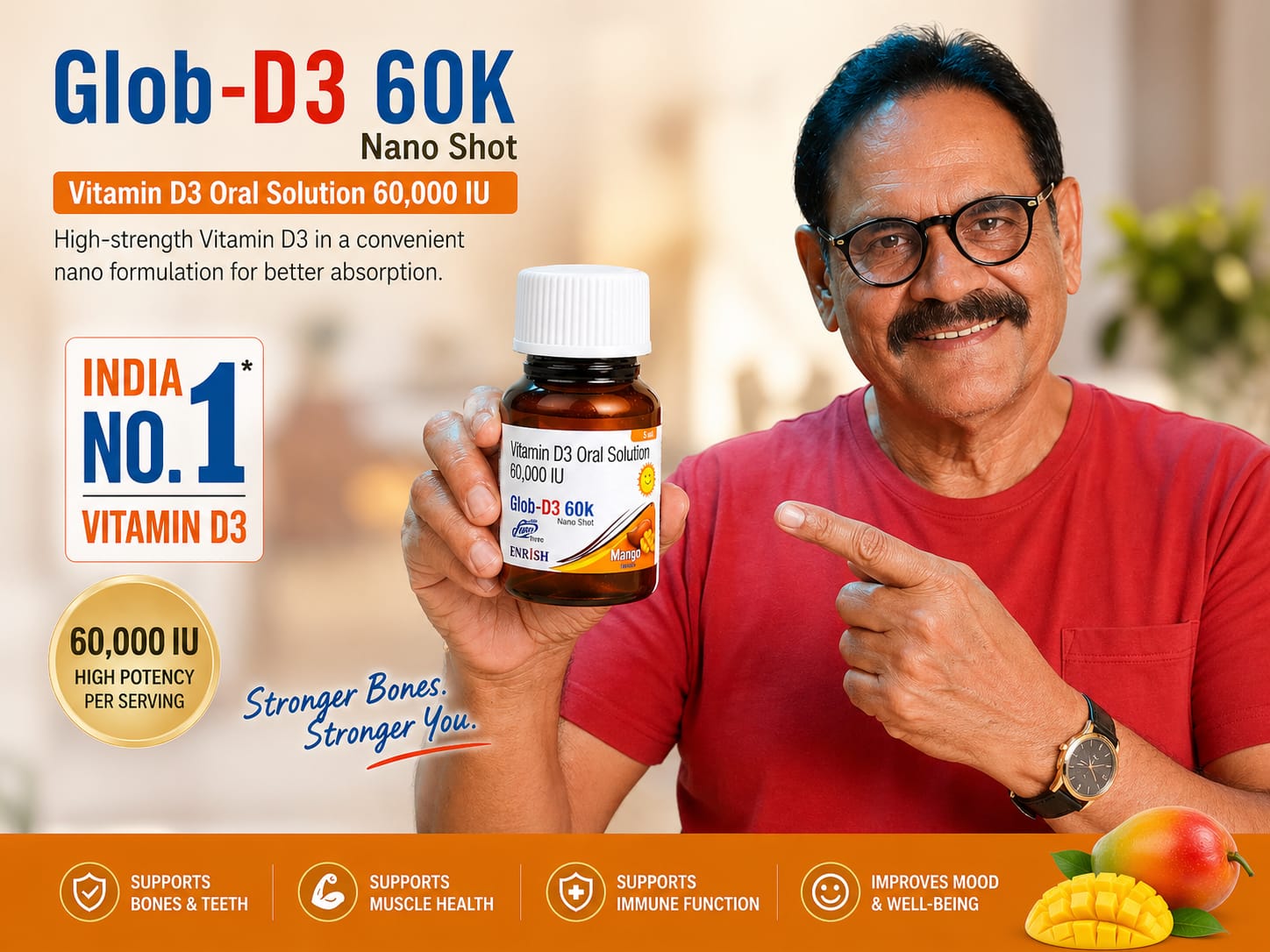 Glob-D3 60k Nano shots (Pack of 1 contains 4 X 5ml)
