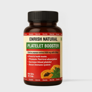 Enrish Natural Platelet Booster | Carica Papaya & Giloy Capsules for Immunity & Platelet Support – 90 Capsules