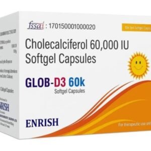 Glob-D3 60k Softgel Capsules | High Strength Vitamin D3 (Cholecalciferol 60,000 IU) for Bone Strength, Muscle Health, Calcium Absorption, Strong Teeth, Joint Pain Relief, Immunity Boost, Brain & Nervous System Support